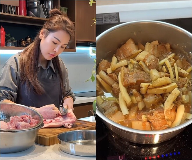 Á hậu Việt thảnh thơi nấu ăn trong căn nhà hàng chục tỷ: Toàn món ngon chị em tham khảo cho gia đình dịp nghỉ lễ- Ảnh 5. Á hậu Việt thảnh thơi nấu ăn trong căn nhà hàng chục tỷ: Toàn món ngon chị em tham khảo cho gia đình dịp nghỉ lễ- Ảnh 5.
