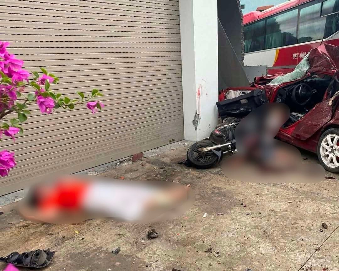 Xe khách mất lái, gây tai nạn liên hoàn khiến nhiều người thương vong ở Bắc Giang - Ảnh 2.