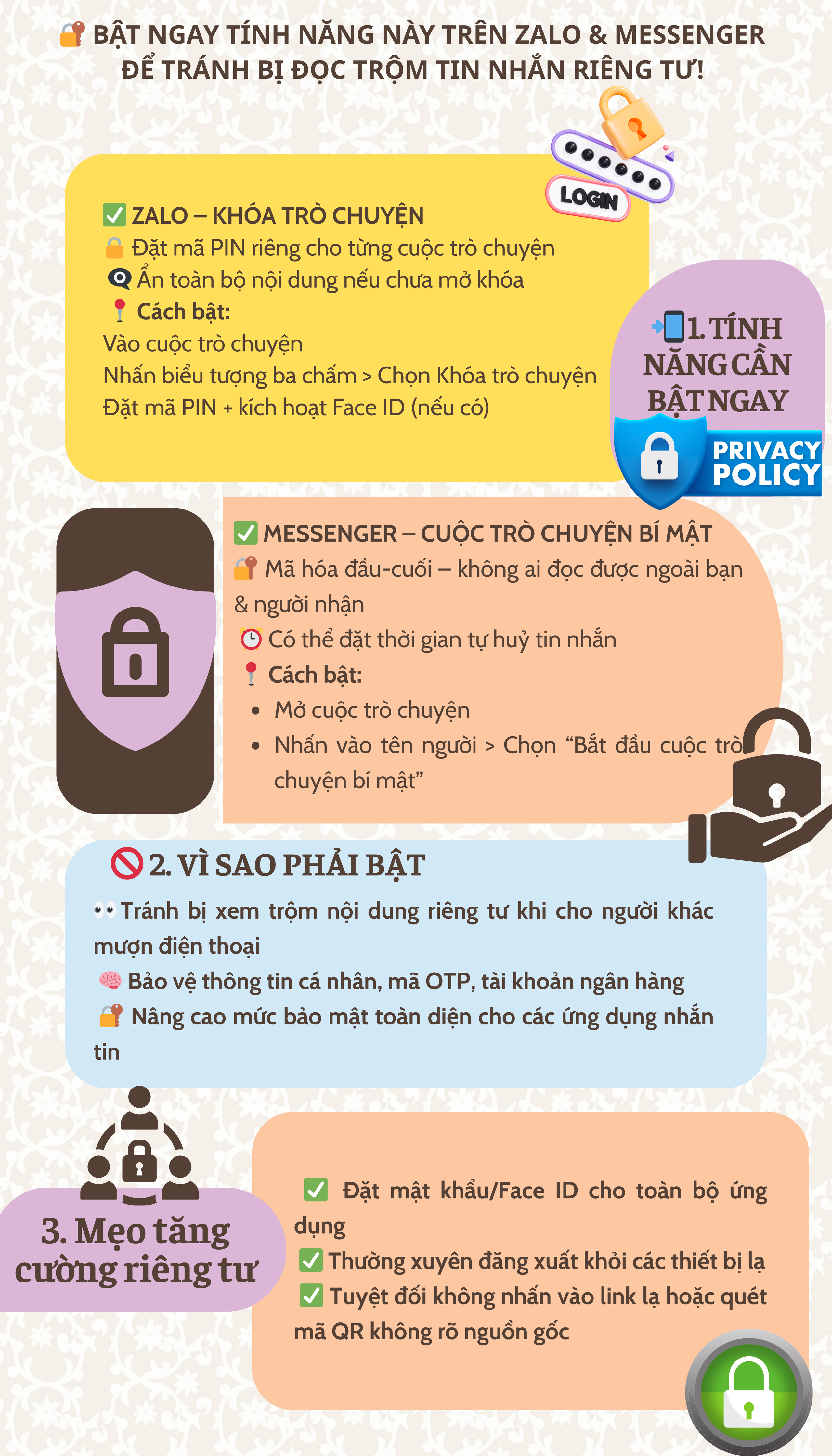 Nhiều người dùng Zalo & Messenger chưa biết mẹo để tin nhắn của mình không ai 'đụng' vào được- Ảnh 1. cách bảo mật tin nhắn