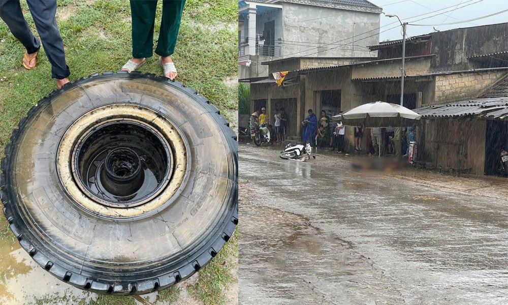 Xe tải đang chạy rơi bánh văng trúng người ngồi trên xe máy dẫn đến tử vong - Ảnh 1.