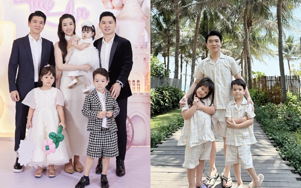 Anh chồng Đỗ Mỹ Linh đi du lịch cùng cặp song sinh,  khoe khéo đồ em dâu &quot;tài trợ&quot; 