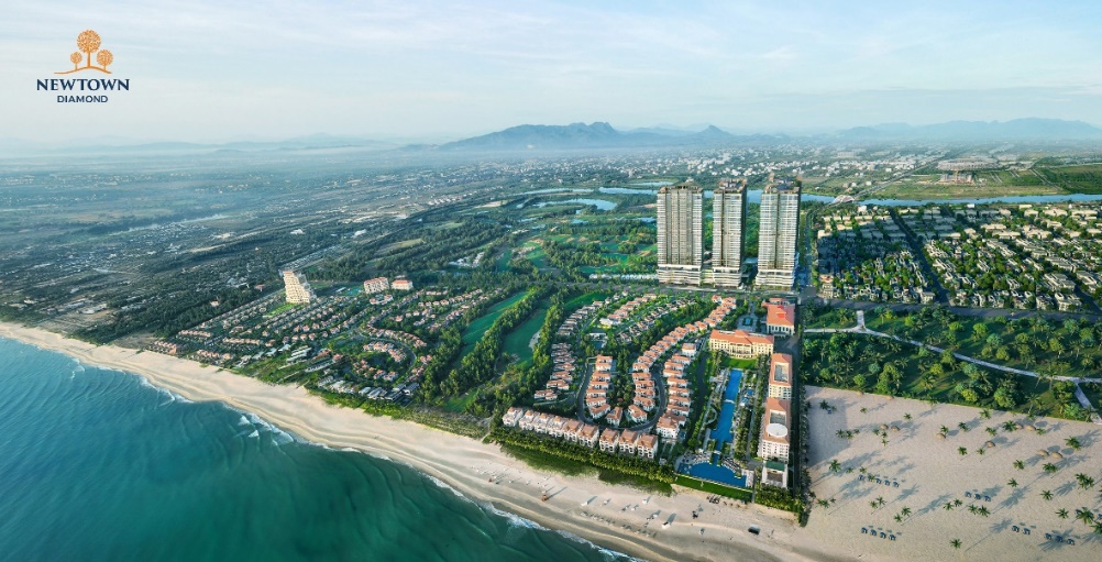 Newtown Diamond: Top 10 Dự án Bất Động Sản Nhà Ở Thương Mại Tiềm Năng Nhất năm 2025- Ảnh 2. A city next to the water Description automatically generated