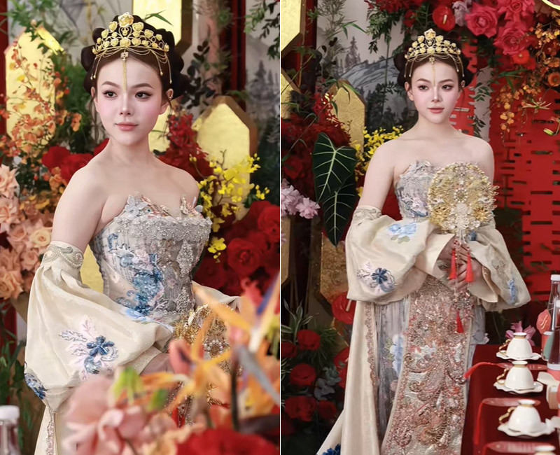 Cô dâu ở TPHCM xinh như búp bê, đầu đội vương miện làm từ 10 cây vàng - Ảnh 2. Cô dâu ở TPHCM xinh như búp bê, đầu đội vương miện làm từ 10 cây vàng - Ảnh 2.