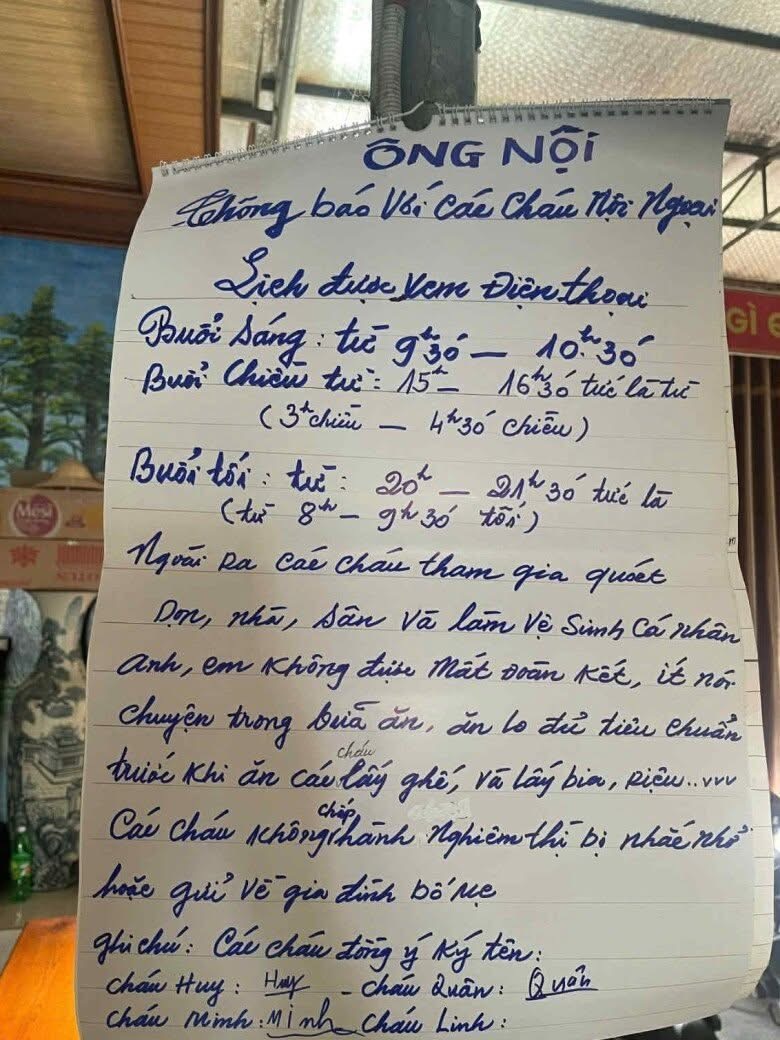 Ông nội ở Thái Bình tung bảng nội quy 'cứng như thép', lũ 'khối nghỉ hè' đọc xong chỉ biết lặng thinh- Ảnh 1.