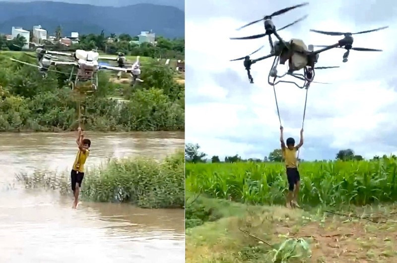 Người đàn ông dùng drone cứu 2 trẻ khỏi dòng nước xiết: 'Tim tôi như rớt ra ngoài' - Ảnh 2. Người đàn ông dùng drone cứu 2 trẻ khỏi dòng nước xiết: 'Tim tôi như rớt ra ngoài' - Ảnh 2.