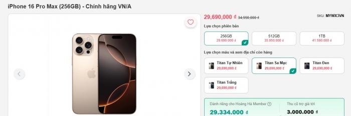 Giá iPhone 16 Pro Max, 15 Pro Max, 14 Pro Max mới nhất giảm mạnh, rẻ kỷ lục - Ảnh 2. Giá iPhone 16 Pro Max, 15 Pro Max, 14 Pro Max mới nhất giảm mạnh, rẻ kỷ lục - Ảnh 2.