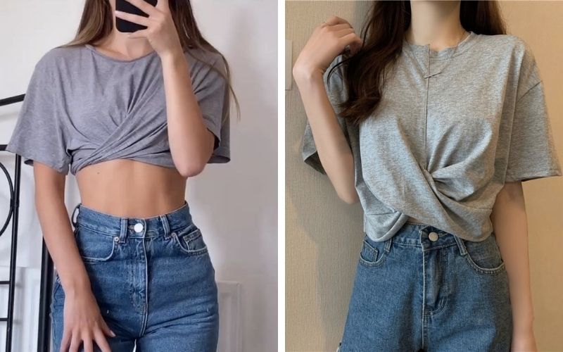 Tricourile lungi îți „înghit” ușor silueta, aplică acest mod de a lega cămașa pentru a-ți transforma aspectul și a avea o talie subțire - Foto 5. Áo thun dáng dài dễ ‘nuốt’ mất dáng, hãy áp dụng cách cột áo này để biến diện mạo của bạn có vòng eo thon thả - Ảnh 5.