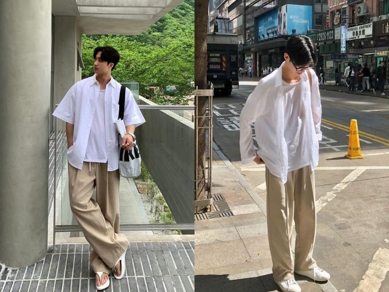 This is the simple, easy way to wear a men's shirt with a t-shirt - Photo 4. Đây mới là cách mặc áo thun phối sơ mi nam đơn giản, dễ mặc - Ảnh 4.