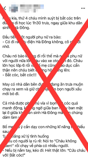 Thông tin học sinh cấp 2 ở Hà Đông bị bắt cóc là sai sự thật - Ảnh 1.