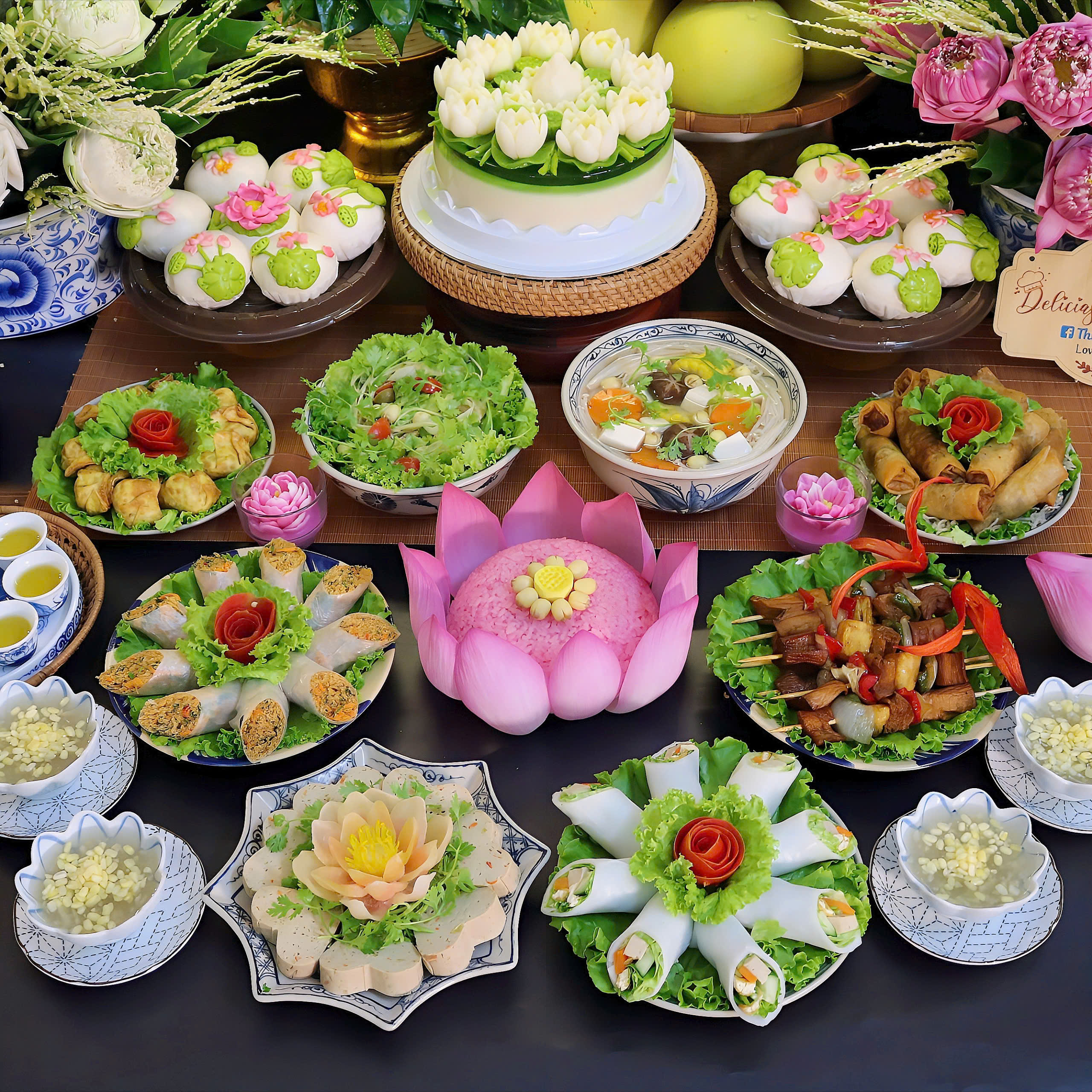 Jaká lahodná vegetariánská jídla jsou součástí vegetariánského tácu 15. dne 7. lunárního měsíce dobré matky v Hanoji? - Foto 2. Mâm cỗ chay ngày Rằm: Khi ẩm thực trở thành lời cầu nguyện bình an - Ảnh 3.