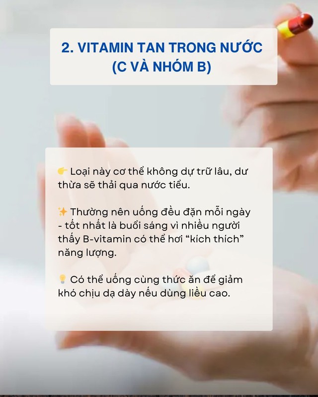 Uống vitamin cả năm trời vẫn kh&ocirc;ng hiệu quả - c&oacute; thể bạn đ&atilde; uống sai: Thời gian tốt nhất trong ng&agrave;y để d&ugrave;ng từng loại vitamin - Ảnh 2.