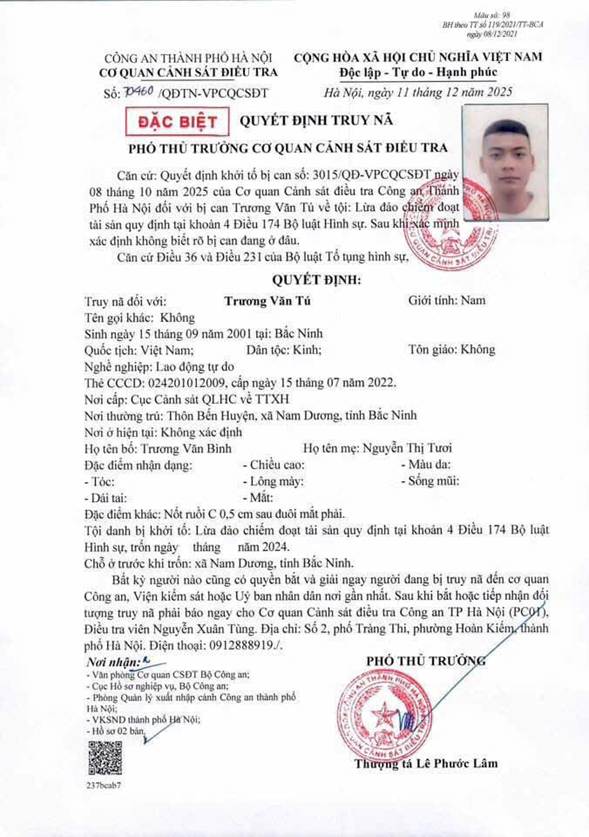 H&agrave; Nội: Vận động đối tượng truy n&atilde; đặc biệt ra đầu th&uacute; - Ảnh 2.