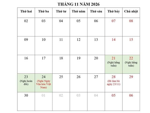 Lịch nghỉ ngày văn hóa Việt Nam và Tết Dương lịch 2027: Nghỉ 4 ngày liên tiếp - Ảnh 1.