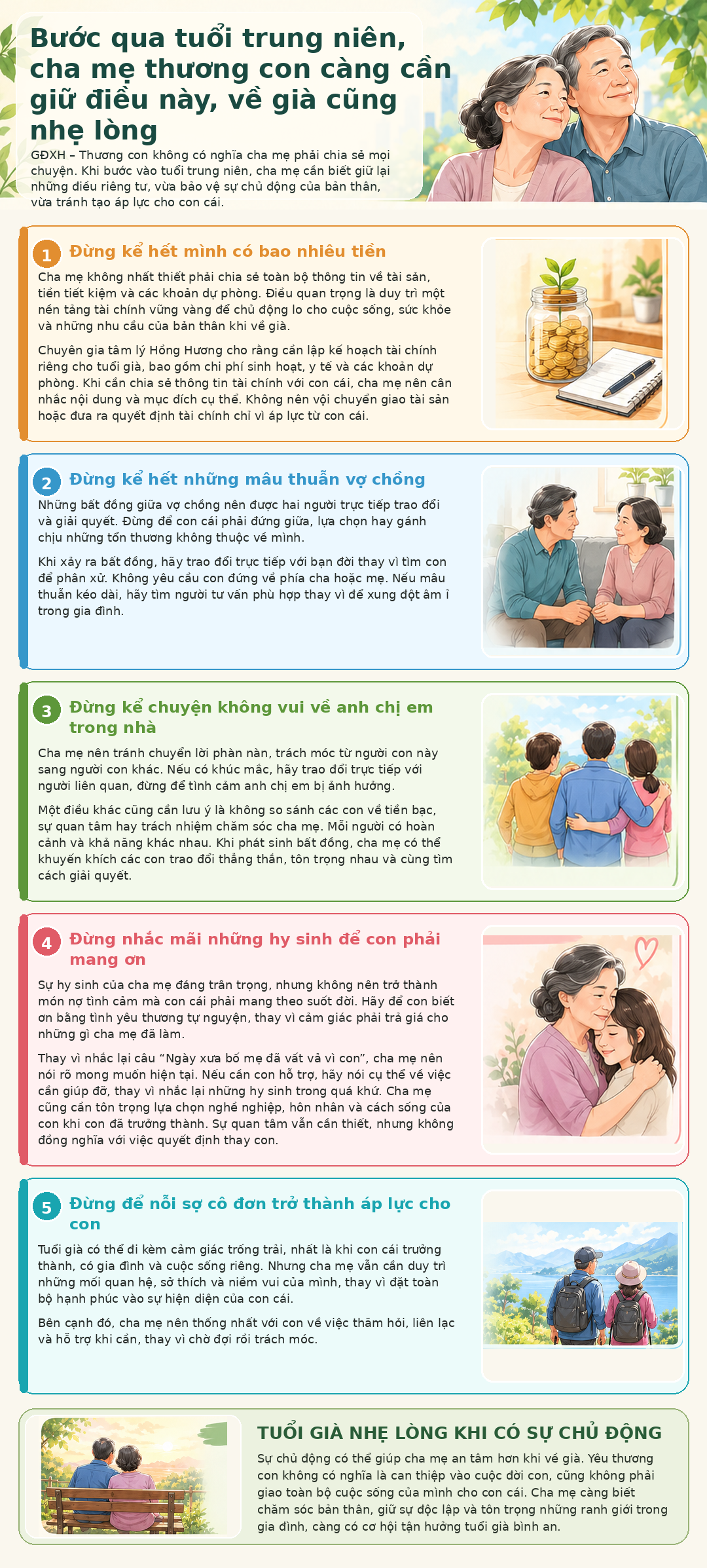 Bước qua tuổi trung ni&ecirc;n, cha mẹ thương con c&agrave;ng cần giữ điều n&agrave;y, về gi&agrave; cũng nhẹ l&ograve;ng - Ảnh 1.