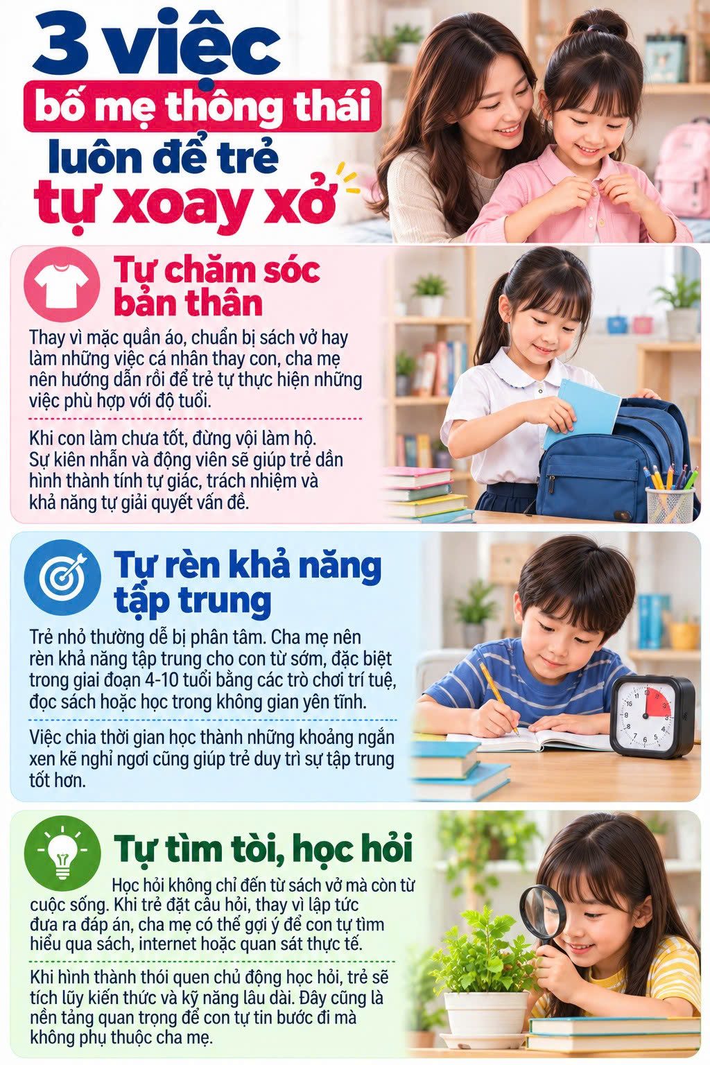 Cha mẹ kh&ocirc;n ngoan lu&ocirc;n để trẻ tự l&agrave;m 3 việc - Ảnh 1.