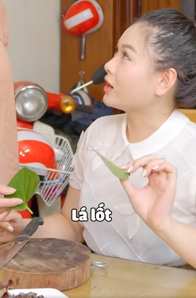 Con d&acirc;u NSND Lan Hương v&agrave; h&agrave;nh tr&igrave;nh ph&acirc;n biệt l&aacute; lốt với l&aacute; trầu kh&ocirc;ng trong bếp - Ảnh 2.