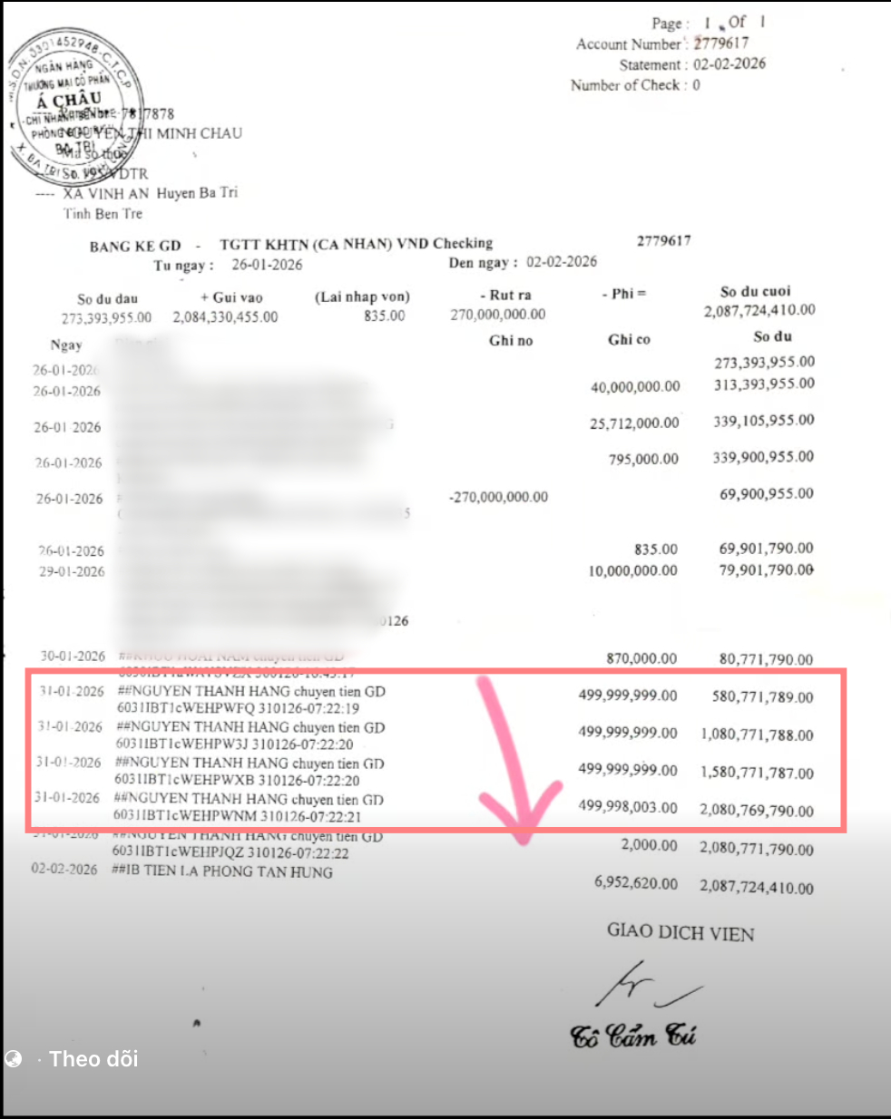 T&agrave;i khoản ACB li&ecirc;n tiếp nhận 4 giao dịch với tổng số tiền 2 tỷ đồng trong 1 ph&uacute;t, cụ b&agrave; 70 tuổi lập tức b&aacute;o c&ocirc;ng an - Ảnh 2.