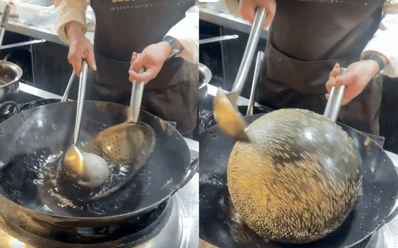 H&oacute;a ra ở Thượng Hải cũng c&oacute; m&oacute;n x&ocirc;i chi&ecirc;n phồng giống ở nước ta: B&aacute;nh m&egrave; chi&ecirc;n khổng lồ với vừng đen, xanh l&aacute;, đỏ si&ecirc;u h&uacute;t mắt! - Ảnh 1.