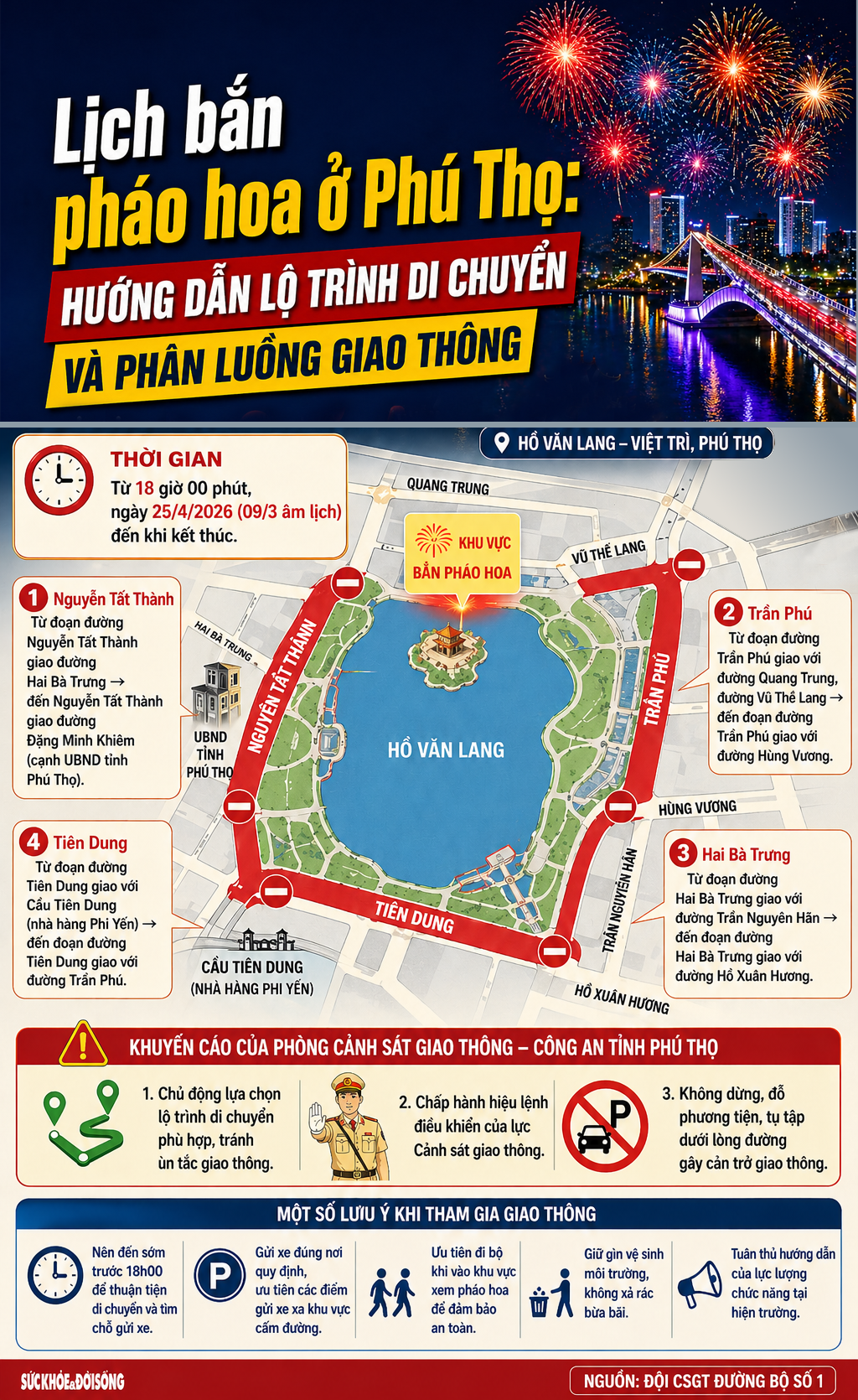 Lịch bắn ph&aacute;o hoa ở Ph&uacute; Thọ: Hướng dẫn lộ tr&igrave;nh di chuyển v&agrave; ph&acirc;n luồng giao th&ocirc;ng- Ảnh 1.