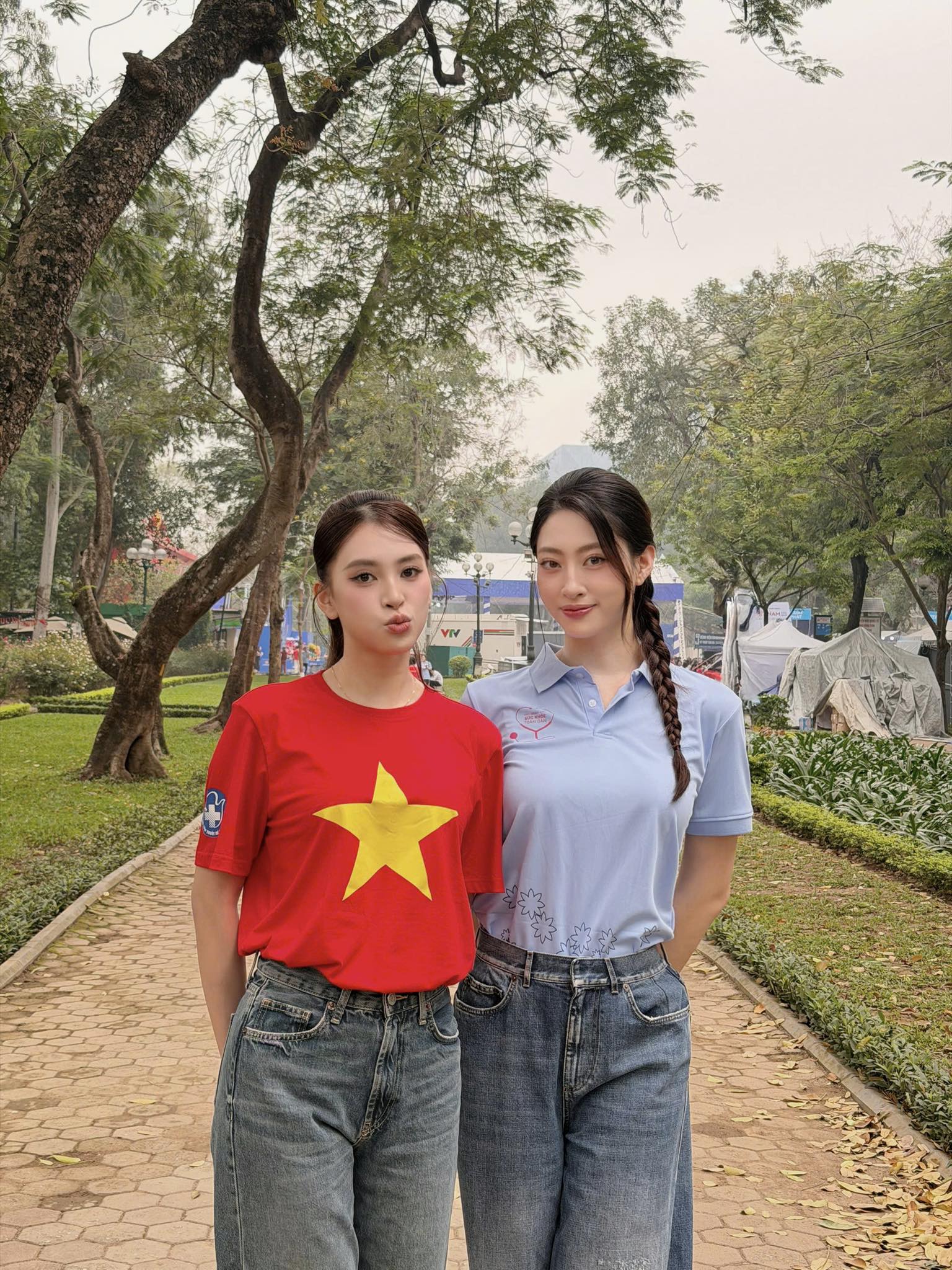 Lương th&ugrave;y Linh v&agrave; Trần Tiểu Vy lan tỏa Sức khỏe tại C&ocirc;ng vi&ecirc;n Thống Nhất - Ảnh 1.