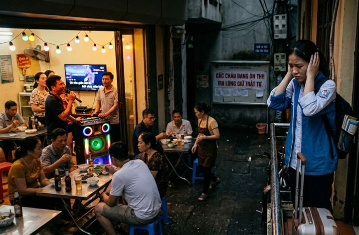 Con t&ocirc;i phải khăn g&oacute;i sang nh&agrave; b&aacute;c &ocirc;n thi lớp 10 do h&agrave;ng x&oacute;m h&aacute;t karaoke mỗi tối - Ảnh 1.