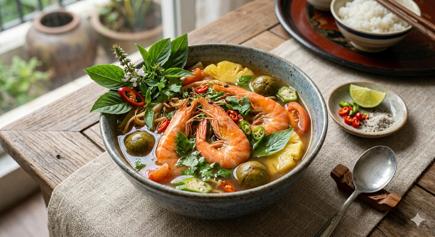 Nấu canh t&ocirc;m chua bỏ ngay loại l&aacute; n&agrave;y v&agrave;o, nước chua dịu thơm nức mũi, vị ngon cuốn hơn cả canh Tom Yum - Ảnh 1.