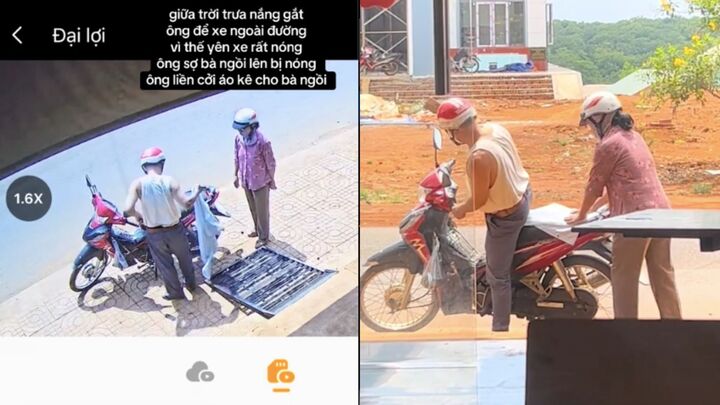 Cụ &ocirc;ng cởi &aacute;o che y&ecirc;n xe để vợ ngồi kh&ocirc;ng bị n&oacute;ng, d&acirc;n mạng gọi l&agrave; so&aacute;i ca - Ảnh 1.