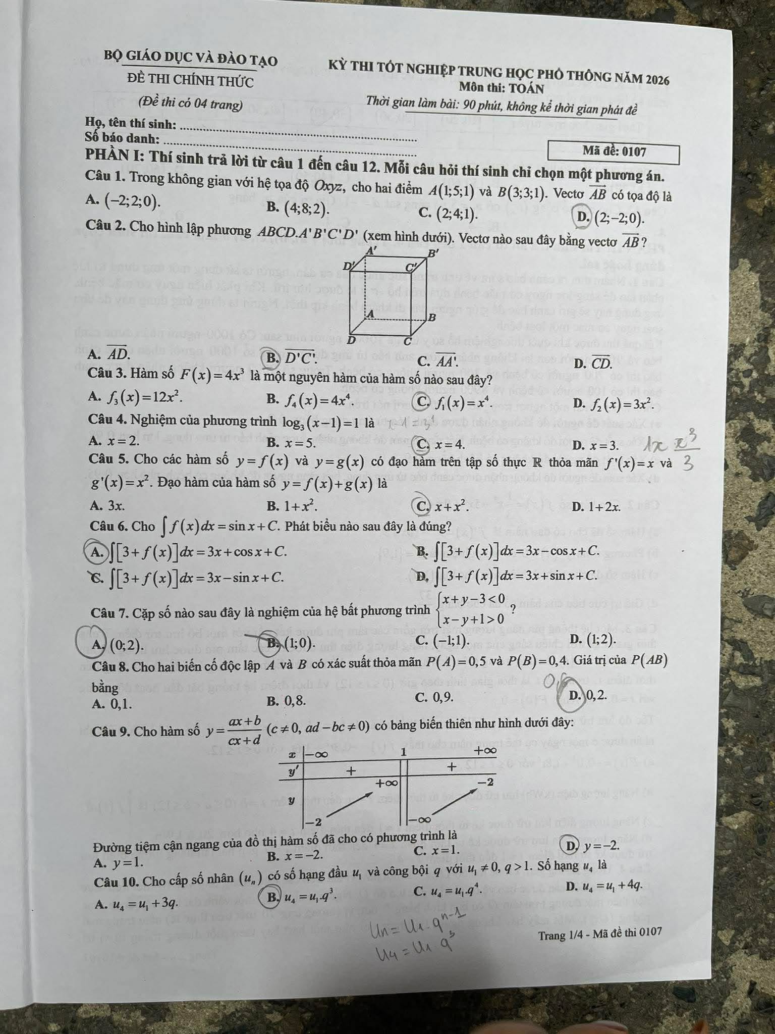 Đề thi, đ&aacute;p &aacute;n m&ocirc;n To&aacute;n tốt nghiệp THPT năm 2026 tất cả m&atilde; đề - Ảnh 1.