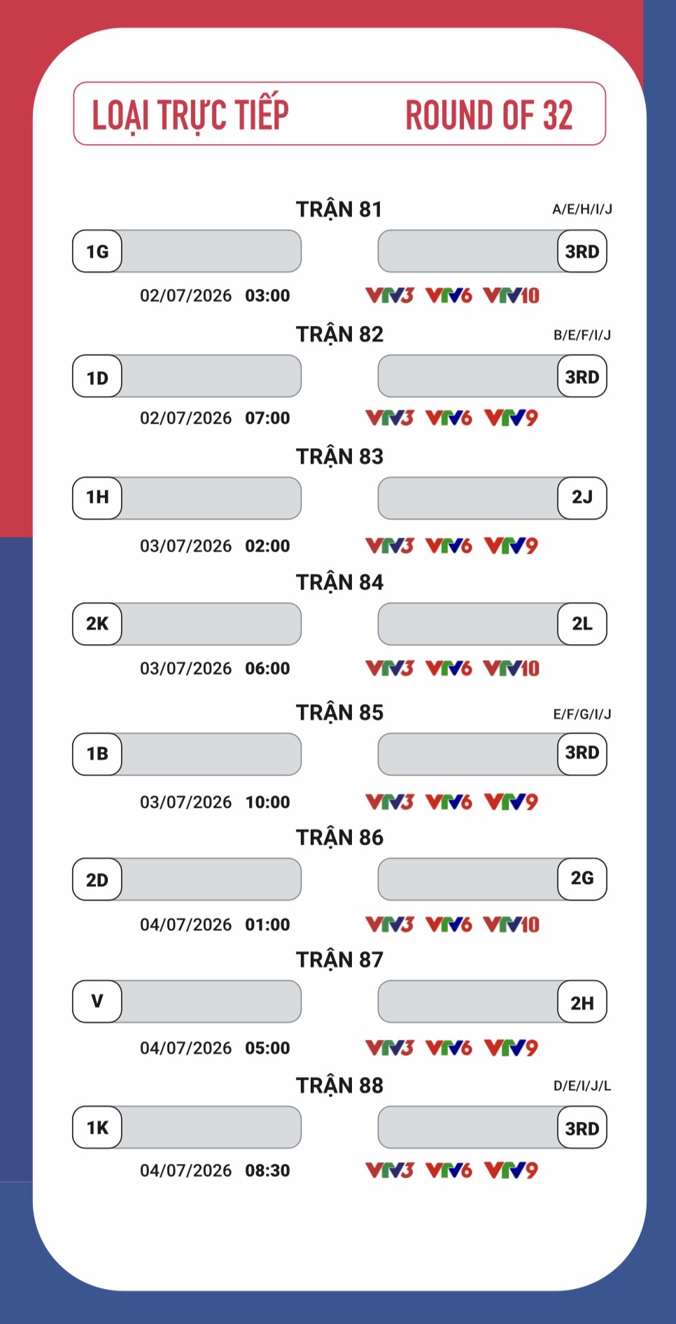 Lịch phát sóng FIFA World Cup 2026 trên VTV: Theo dõi 104 trận đấu hấp dẫn - Ảnh 14. Lịch phát sóng FIFA World Cup 2026 trên VTV: Theo dõi 104 trận đấu hấp dẫn - Ảnh 14.