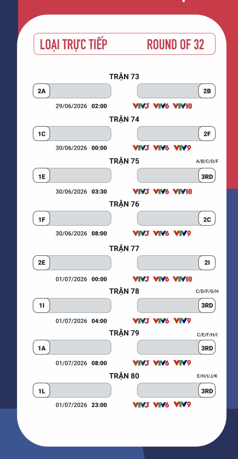 Lịch phát sóng FIFA World Cup 2026 trên VTV: Theo dõi 104 trận đấu hấp dẫn - Ảnh 13. Lịch phát sóng FIFA World Cup 2026 trên VTV: Theo dõi 104 trận đấu hấp dẫn - Ảnh 13.