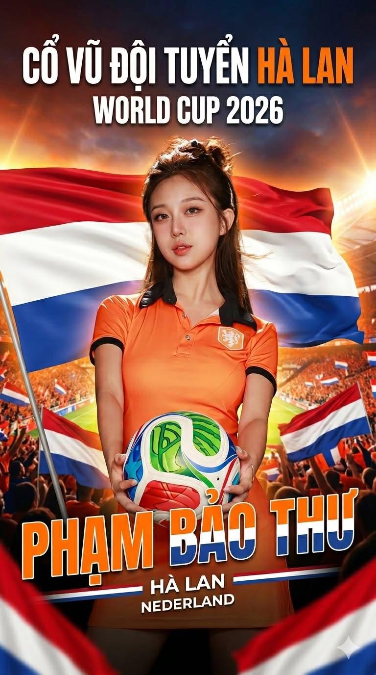Vẻ đẹp v&agrave; t&agrave;i năng của Phạm Bảo Thư , đại diện đội tuyển H&agrave; Lan tại FIFA World Cup 2026 - Ảnh 1.