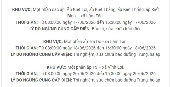 Lịch c&uacute;p điện TP. Cần Thơ (S&oacute;c Trăng cũ) từ ng&agrave;y 17 - 21/6/2026: Khu vực S&oacute;c Trăng, Nhu Gia, Mỹ T&uacute;, C&ugrave; Lao Dung, Vĩnh Ch&acirc;u,&hellip;sẽ nằm trong diện mất điện li&ecirc;n tục - Ảnh 7.