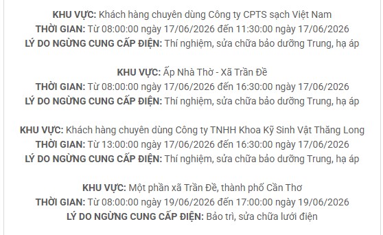 Lịch c&uacute;p điện TP. Cần Thơ (S&oacute;c Trăng cũ) từ ng&agrave;y 17 - 21/6/2026: Khu vực S&oacute;c Trăng, Nhu Gia, Mỹ T&uacute;, C&ugrave; Lao Dung, Vĩnh Ch&acirc;u,&hellip;sẽ nằm trong diện mất điện li&ecirc;n tục - Ảnh 10.