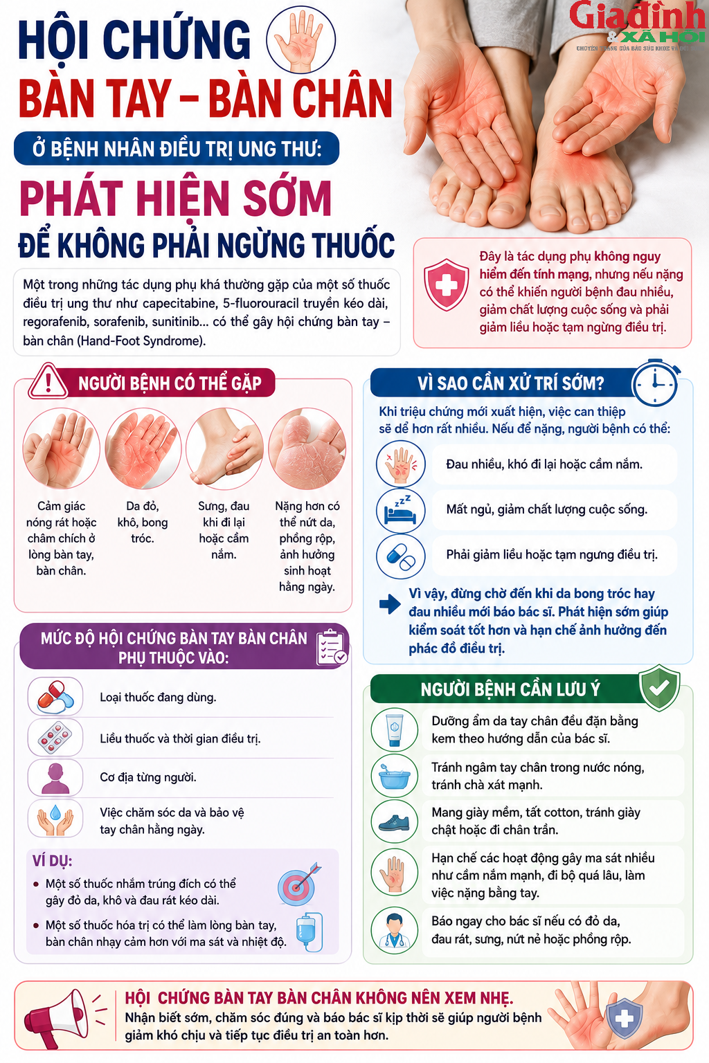 Đừng bỏ qua hội chứng b&agrave;n tay - b&agrave;n ch&acirc;n: T&aacute;c dụng phụ nhiều bệnh nh&acirc;n ung thư gặp phải khi điều trị - Ảnh 1.