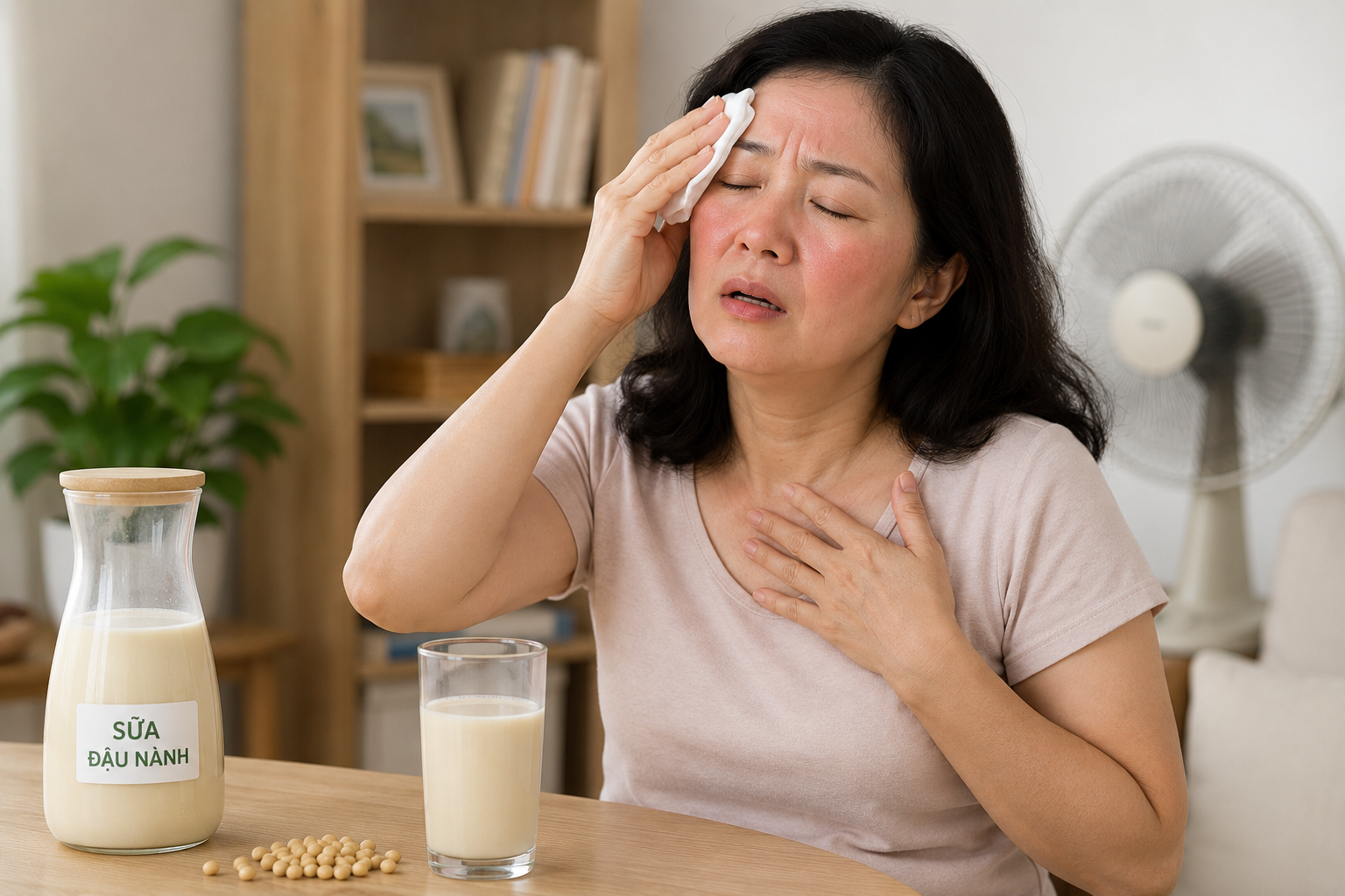 Phụ nữ tiền m&atilde;n kinh bị bốc hỏa, uống sữa đậu n&agrave;nh c&oacute; gi&uacute;p cải thiện?- Ảnh 1.