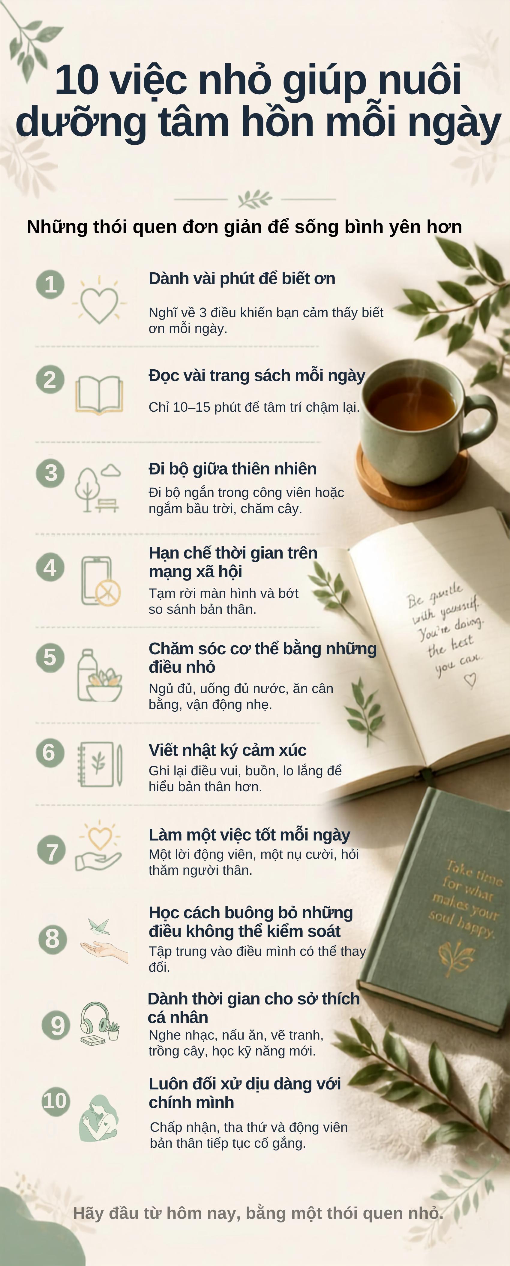 10 việc nhỏ ai cũng làm được nhưng lại giúp đời sống tinh thần thay đổi rõ rệt, người càng kiên trì càng an yên - Ảnh 1.