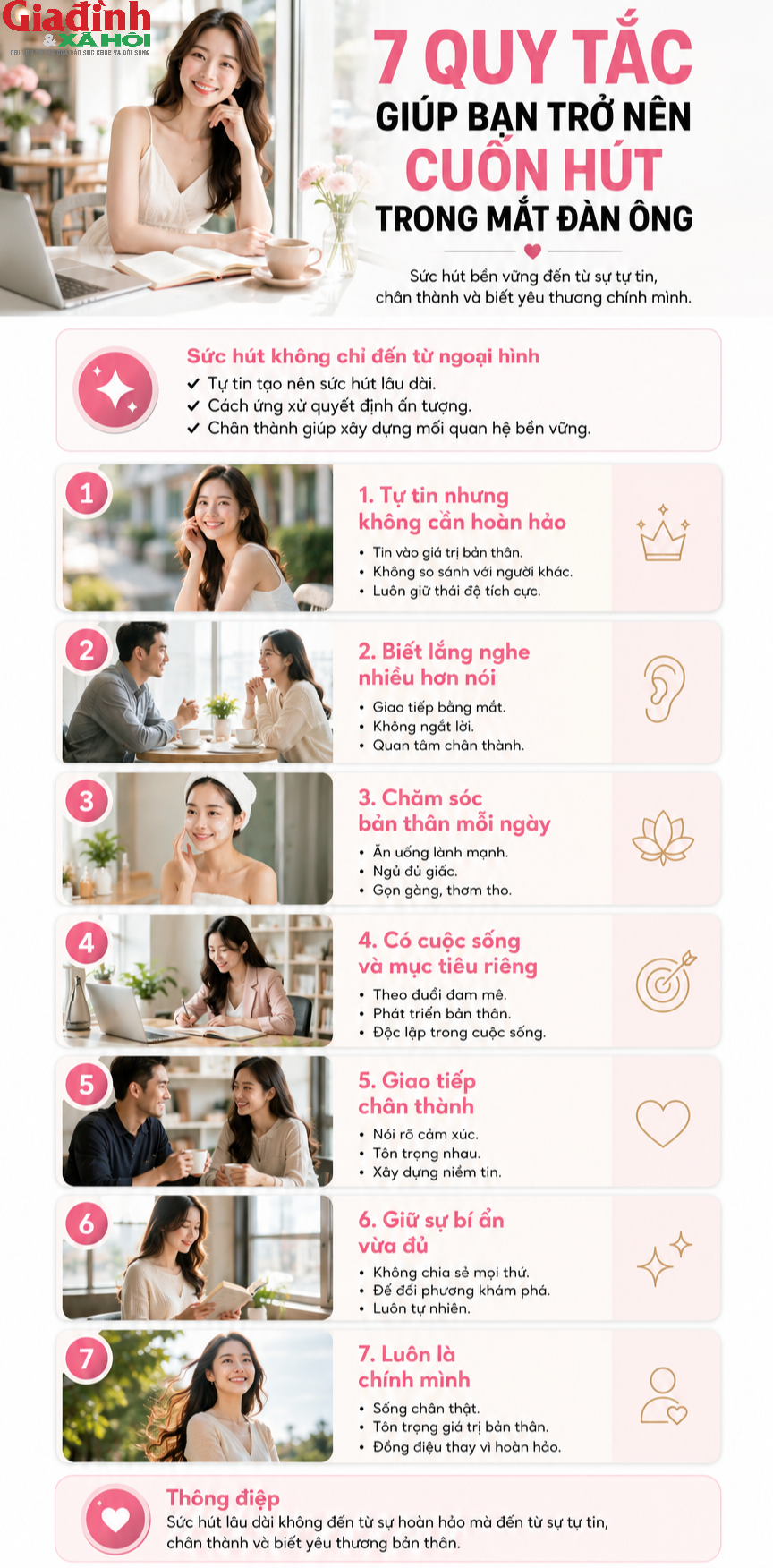 7 quy tắc giúp phụ nữ trở nên cuốn hút trong mắt đàn ông: Không cần quá xinh đẹp, điều số 4 mới là điểm cộng lớn nhất - Ảnh 1.