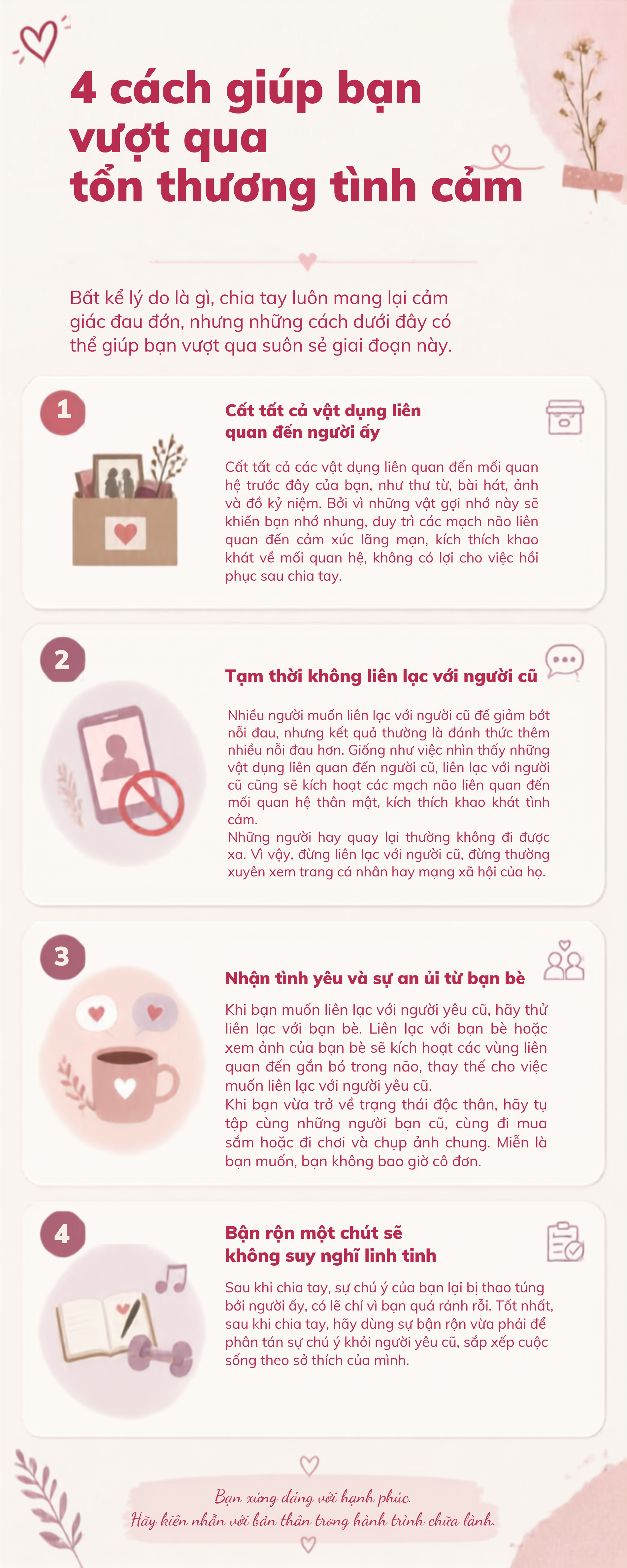 4 c&aacute;ch gi&uacute;p bạn vượt qua tổn thương t&igrave;nh cảm: Đừng để nỗi đau giữ ch&acirc;n hạnh ph&uacute;c của ch&iacute;nh m&igrave;nh - Ảnh 1.