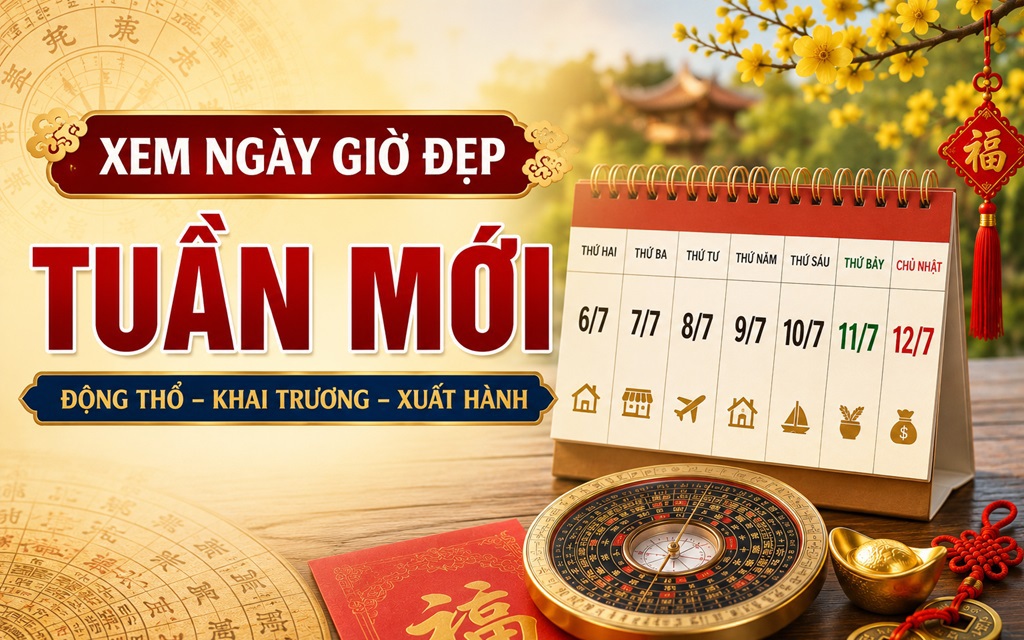 Xem ng&agrave;y giờ tuần mới 13/7 - 19/7/2026: Gợi &yacute; giờ đẹp xuất h&agrave;nh, khai trương, động thổ h&uacute;t may mắn v&agrave; t&agrave;i lộc - Ảnh 3.