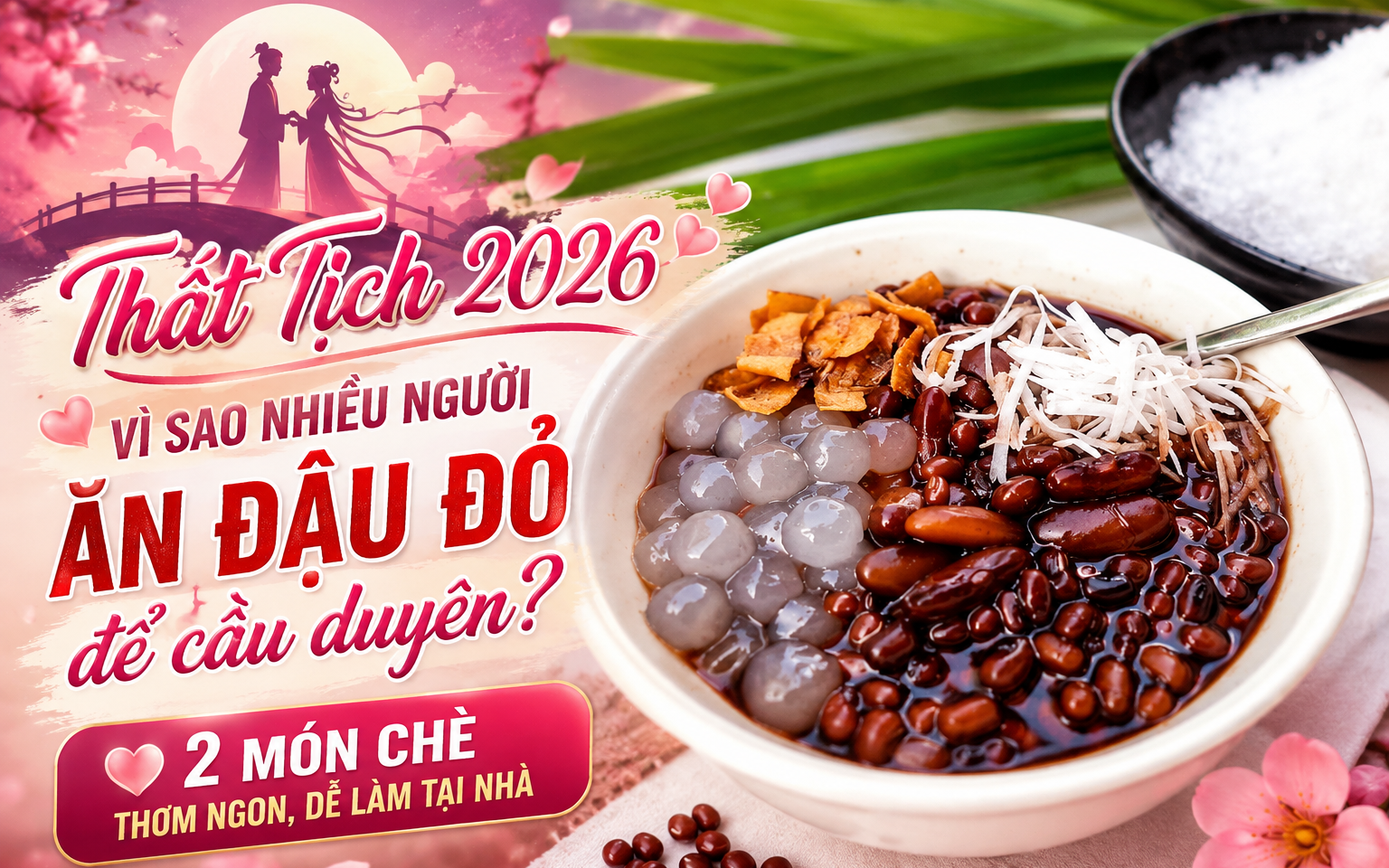 M&oacute;n ngon từ đậu đỏ trong lễ Thất Tịch 2026 - ng&agrave;y mai gi&uacute;p cầu duy&ecirc;n cho người độc th&acirc;n hết 'c&ocirc; đơn' - Ảnh 2.