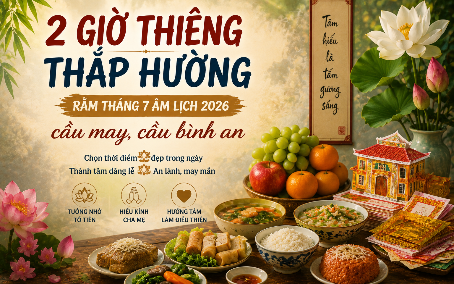 6 khung giờ ho&agrave;ng đạo l&agrave; g&igrave; v&agrave; c&aacute;ch lựa chọn để c&uacute;ng Rằm th&aacute;ng 7 &acirc;m lịch 2026 khẩn cầu đ&uacute;ng việc, đắc linh ứng - Ảnh 1.