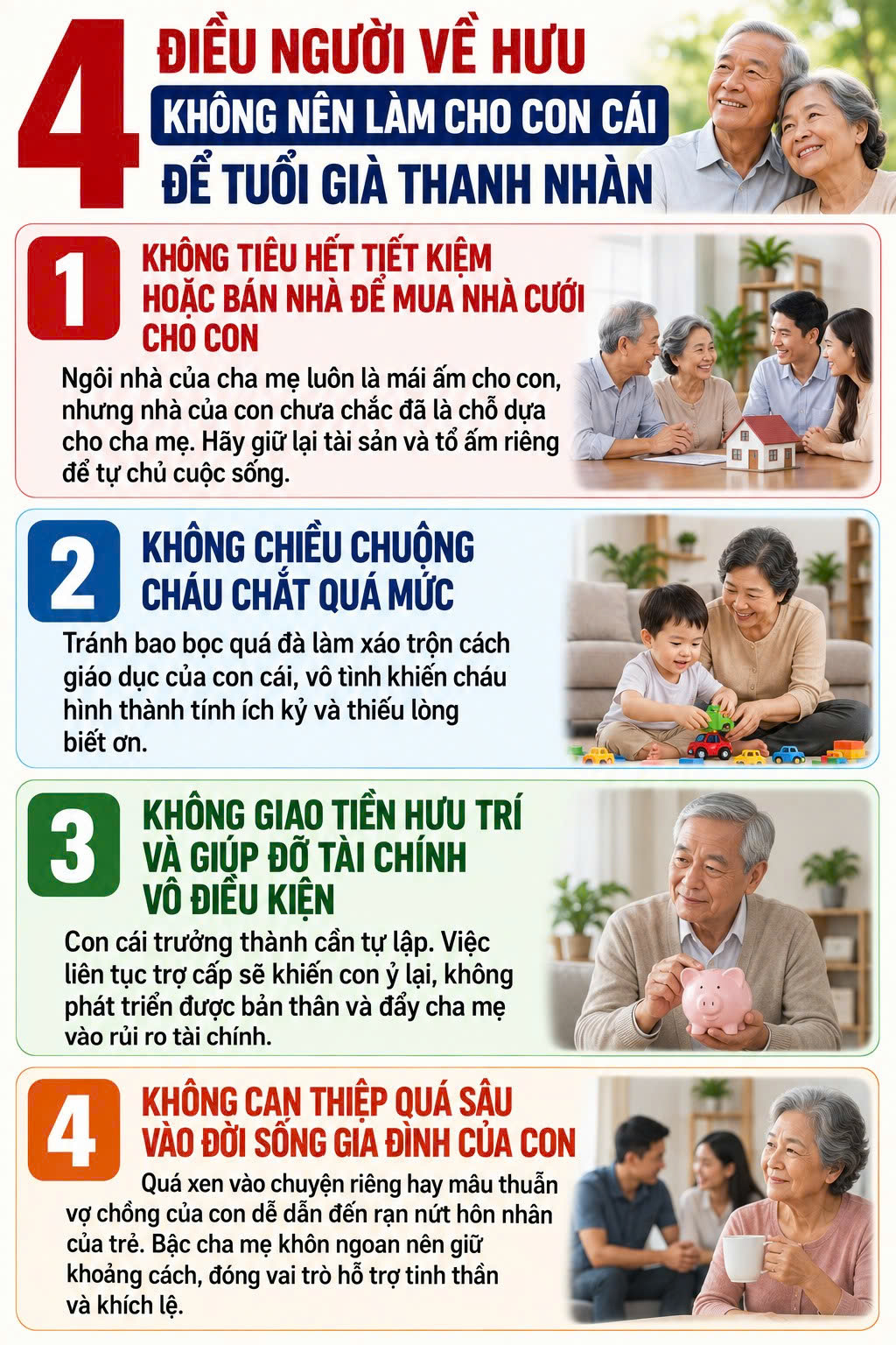 T&agrave;n nhẫn đ&uacute;ng l&uacute;c l&agrave; đại tr&iacute; tuệ: 4 điều tuyệt đối kh&ocirc;ng l&agrave;m cho con khi về hưu - Ảnh 1.