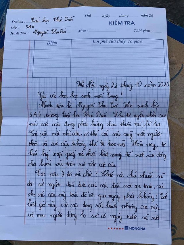 Bức thư của học sinh Hà Nội gửi trẻ em vùng lũ - Ảnh 3.