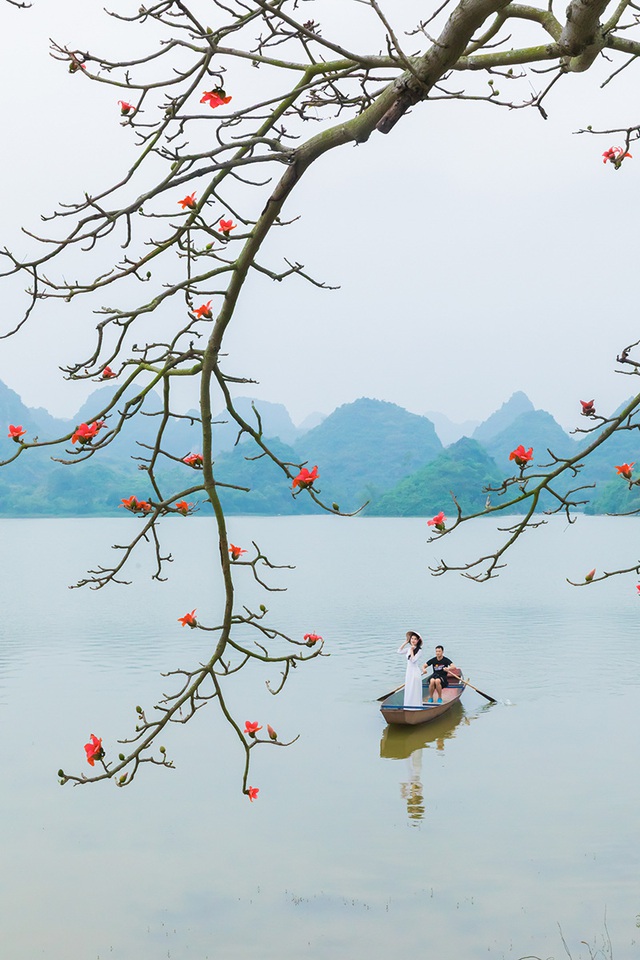 Ngắm bộ ảnh cây hoa gạo bên hồ Quan Sơn đẹp như tiên cảnh - Ảnh 6.