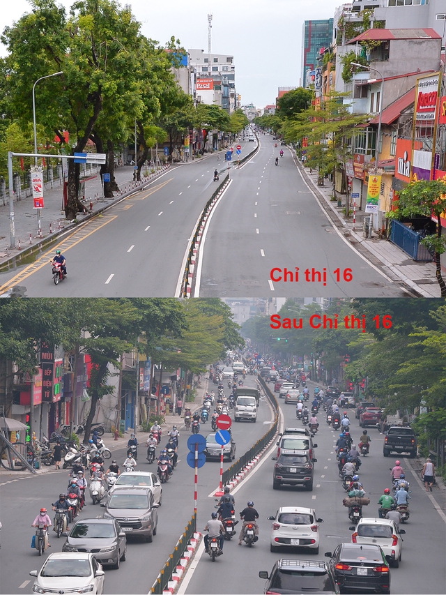 Hình ảnh đường phố Hà Nội cực kỳ khác biệt giữa thời điểm thực hiện Chỉ thị 16 và sau khi được nới lỏng - Ảnh 5.