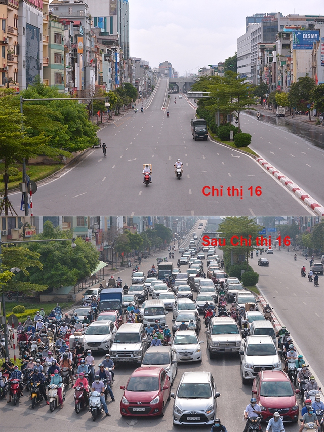 Hình ảnh đường phố Hà Nội cực kỳ khác biệt giữa thời điểm thực hiện Chỉ thị 16 và sau khi được nới lỏng - Ảnh 3.