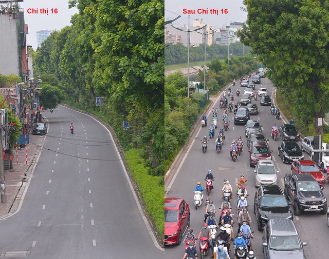 Hình ảnh đường phố Hà Nội cực kỳ khác biệt giữa thời điểm thực hiện Chỉ thị 16 và sau khi được nới lỏng - Ảnh 4.