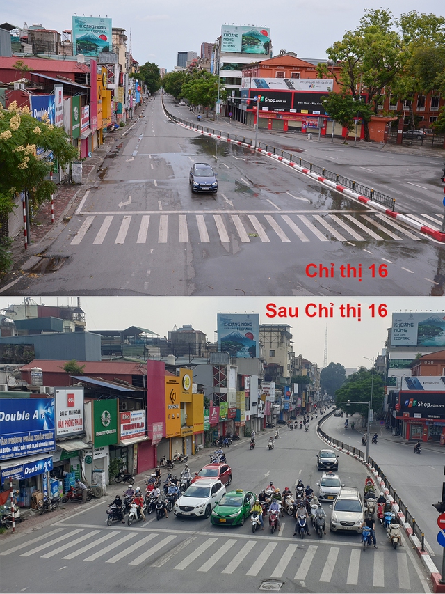 Hình ảnh đường phố Hà Nội cực kỳ khác biệt giữa thời điểm thực hiện Chỉ thị 16 và sau khi được nới lỏng - Ảnh 10.