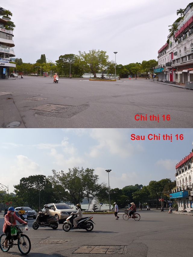Hình ảnh đường phố Hà Nội cực kỳ khác biệt giữa thời điểm thực hiện Chỉ thị 16 và sau khi được nới lỏng - Ảnh 13.