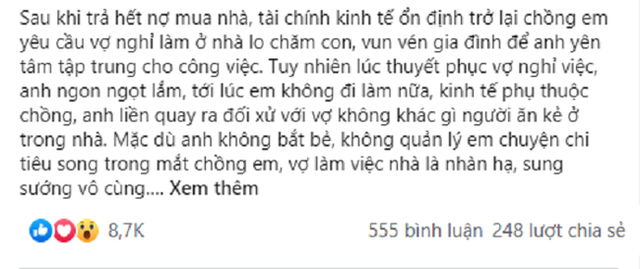 Hỏi vợ ở nhà làm gì không nấu nổi bữa cơm, 4 ngày sau chồng mới nhận được câu trả lời từ cô, nhưng thái độ của anh mới là điều đáng nói - Ảnh 1.